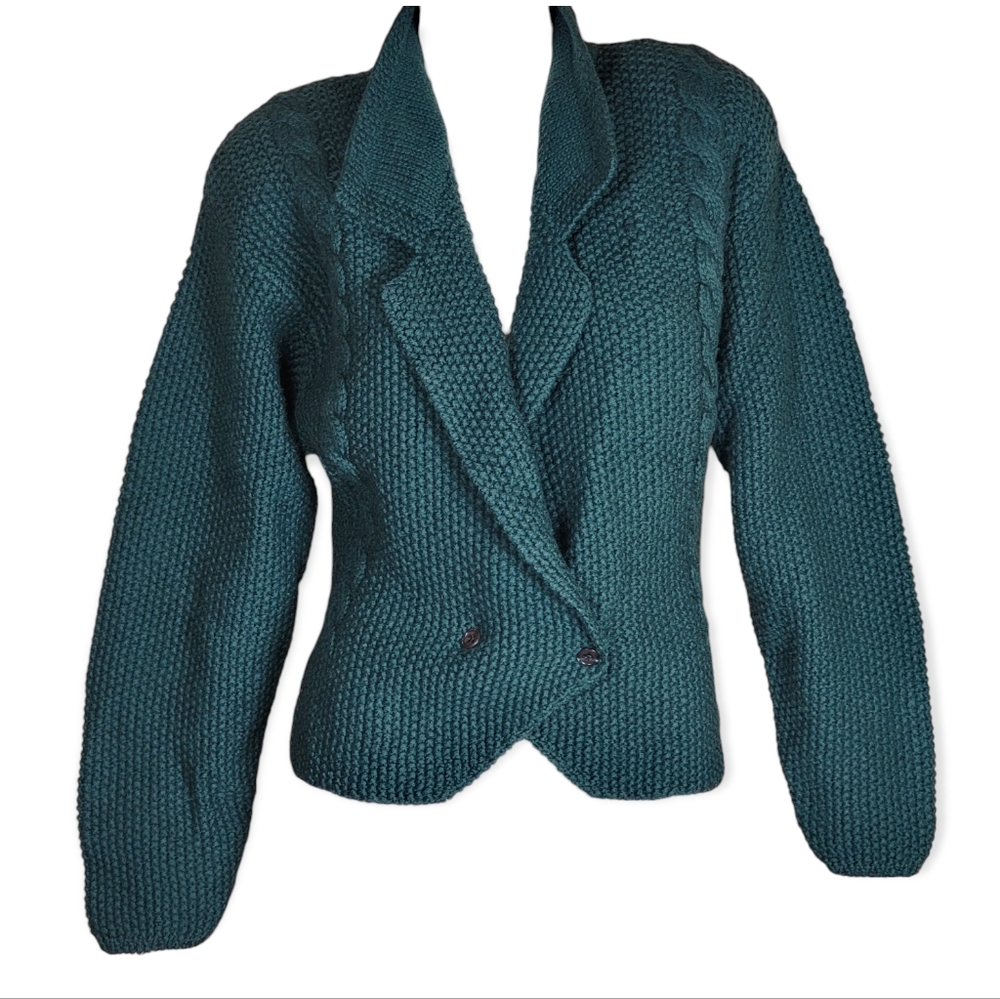 British Crown Colony of Hong Kong Vintage Knit 100% Wool Cardigan, size Medium